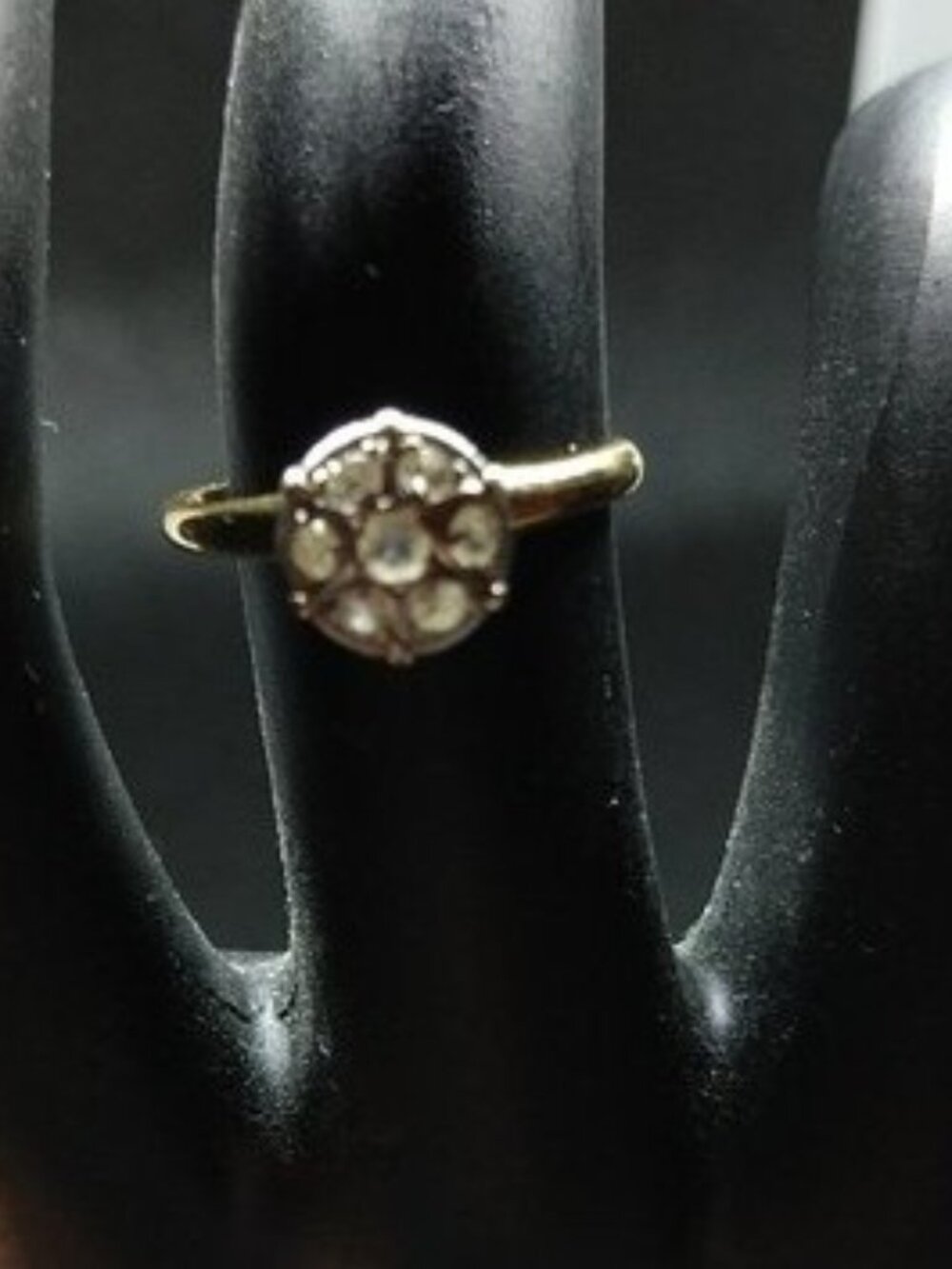 Vintage 14k Ring Seven Old Cut Diamonds Set in Platinum Sz 6.25